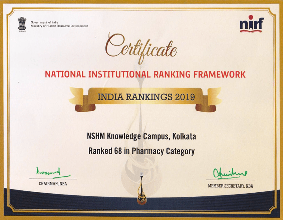 NSHM Kolkata has secured a coveted 68th rank in the NIRF INDIA RANKINGS 2019
