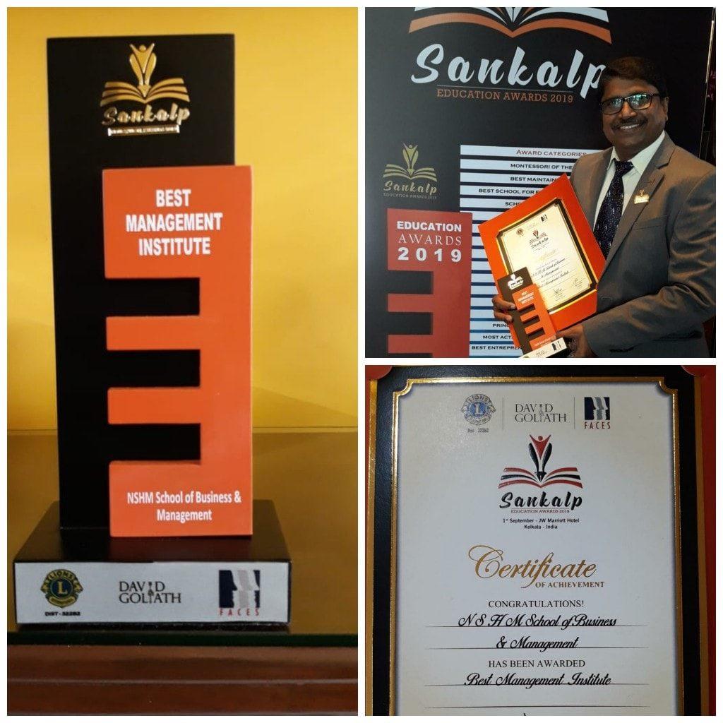 NSHM School of Business Management receives Sankalp Management Institute Award 2019