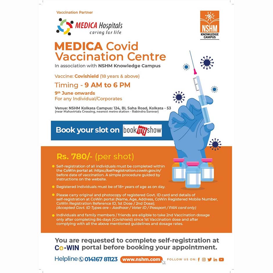 Medica Covid Vaccination Centre in association with NSHM Knowledge Campus