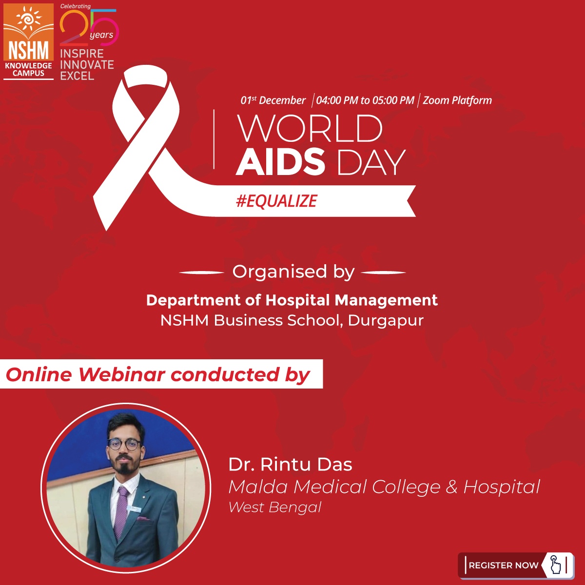 Webinar on Worlds Aids Day organized by Department of Hospital Management, NSHM Business  School, Durgapur