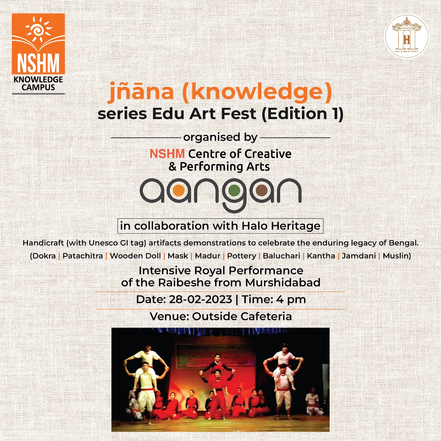 NSHM Centre of Creative & Performing Arts Aangan organised Jñāna (knowledge) series Edu Art Fest (Edition 1)