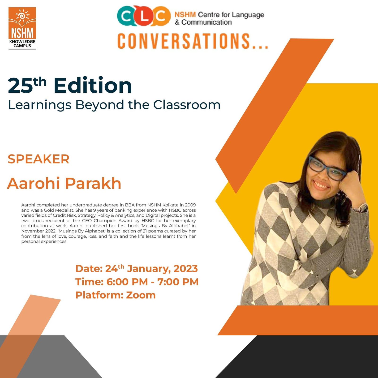 NSHM Centre for Language & Communication invites you to CLC conversations 25th Edition.