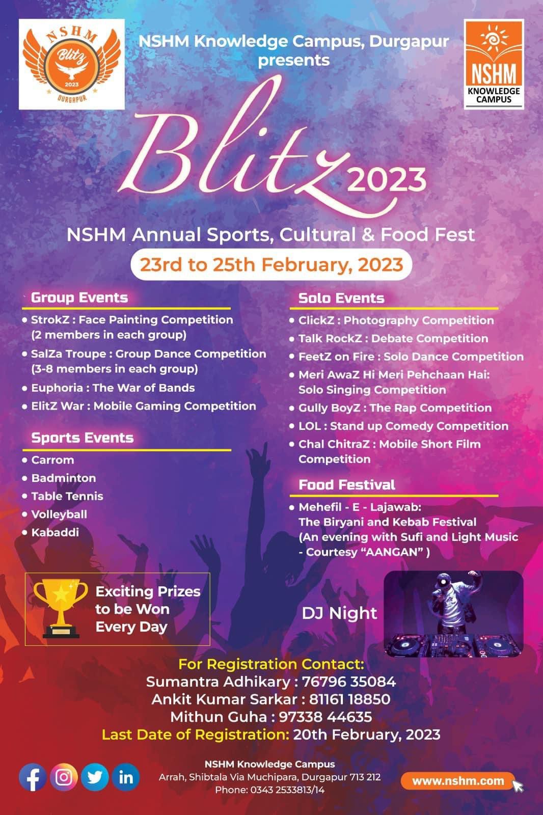 NSHM Knowledge Campus, Durgapur organized BLITZ 2023